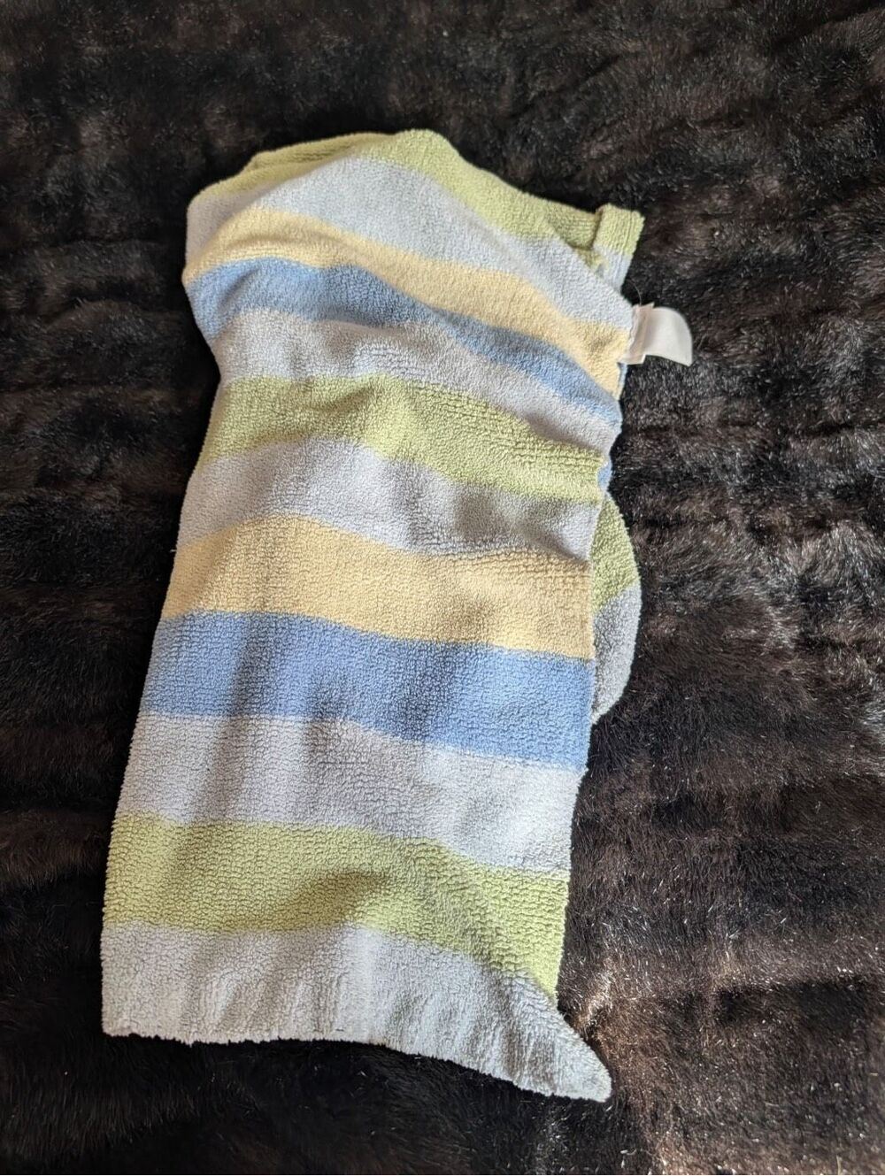 Carter's soft chenille baby blanket security blue green white stripes